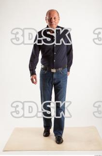 Walking pose blue deep shirt jeans of Ed 0005